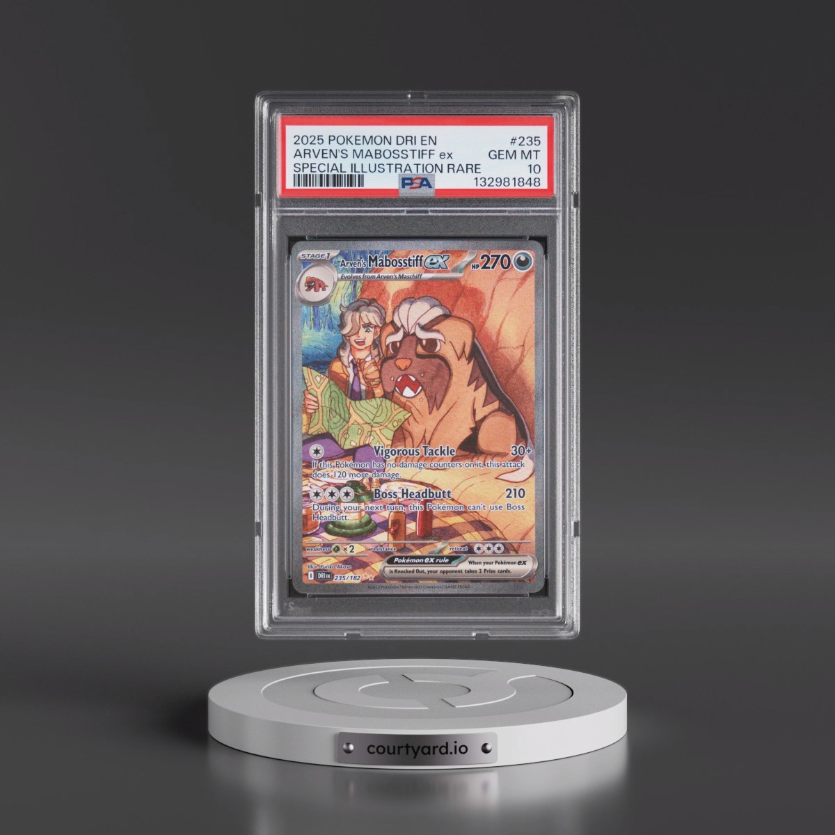 2025 Pokémon Dri EN-Destined Rivals #235 Arven's Mabosstiff EX - Holo Special Illustration Rare (PSA 10 GEM MINT)