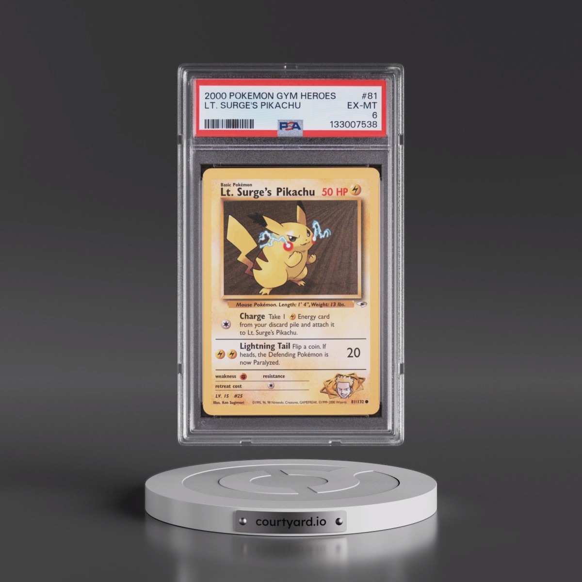 2000 Pokémon Gym Heroes #81 LT. Surge's Pikachu (PSA 6 EX-MT)