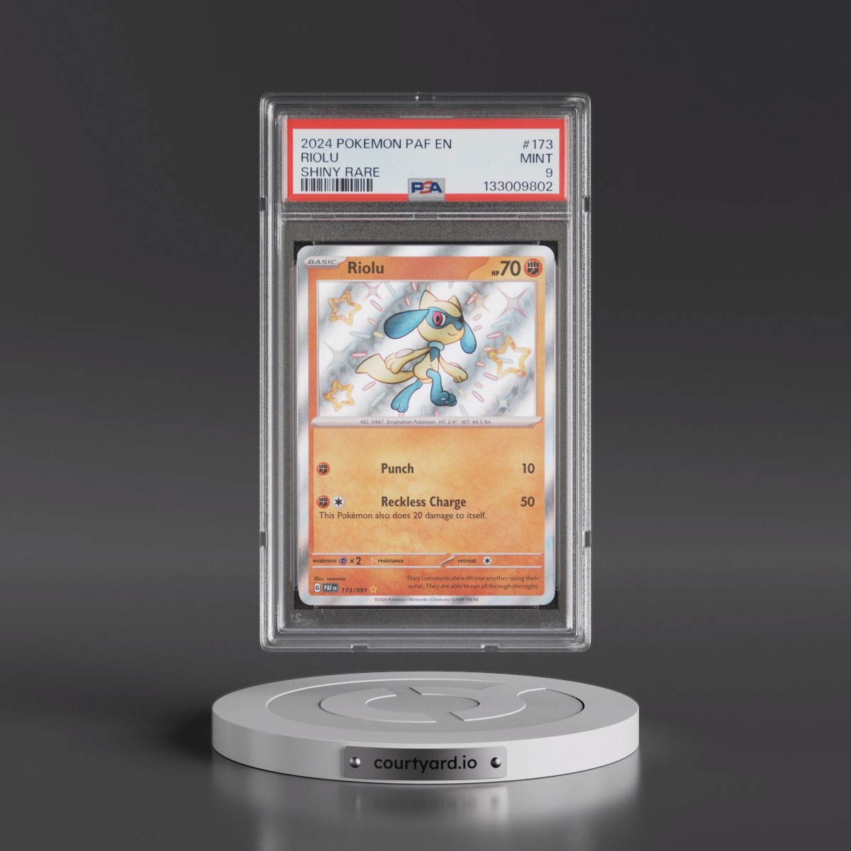 2024 Pokémon Paf EN-Paldean Fates #173 Riolu - Shiny Rare (PSA 9 MINT)