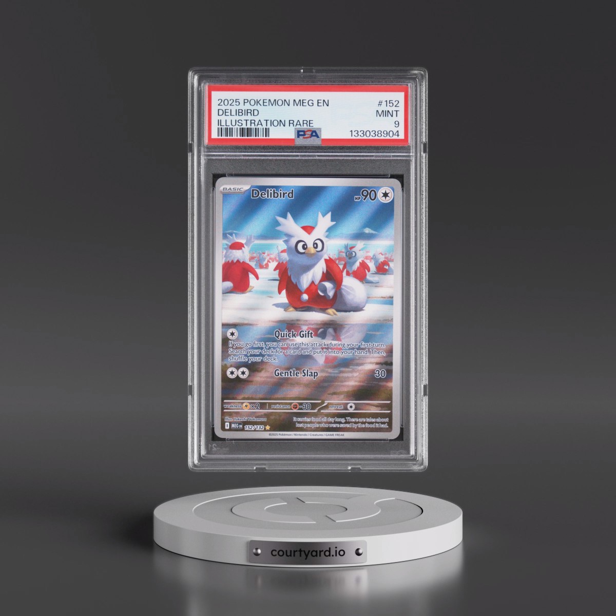 2025 Pokémon Meg EN-Mega Evolution #152 Delibird - Illustration Rare (PSA 9 MINT)