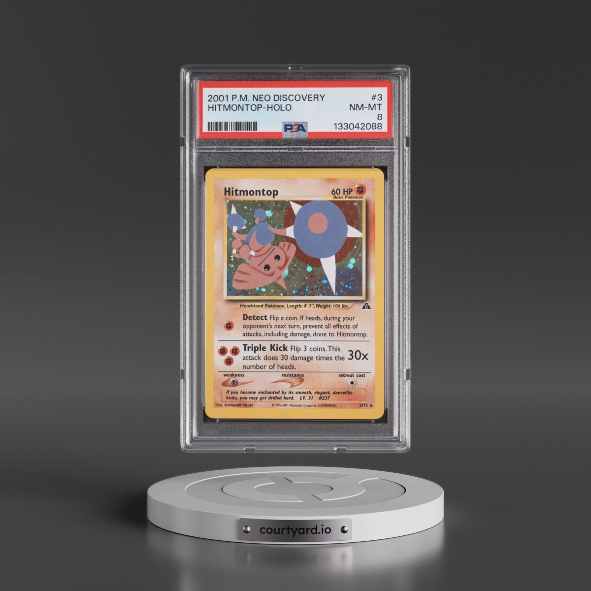 2001 Pokémon Neo Discovery #3 Hitmontop - Holo (PSA 8 NM-MT)