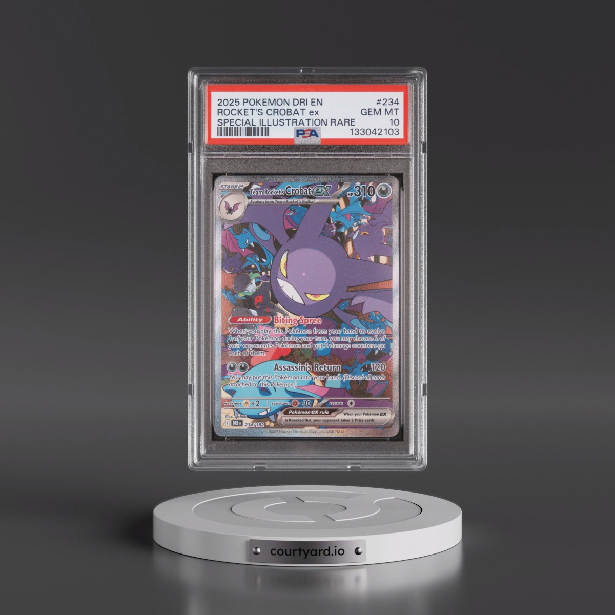 2025 Pokémon Dri EN-Destined Rivals #234 Team Rocket's Crobat EX - Holo Special Illustration Rare (PSA 10 GEM MINT)