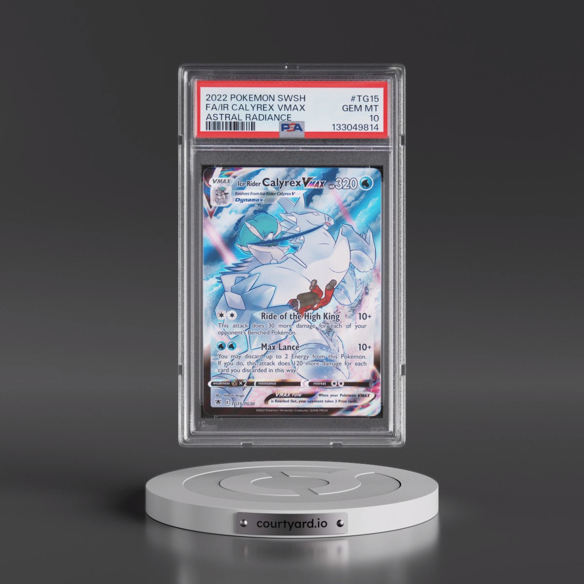 2022 Pokémon Sword & Shield Astral Radiance #TG15 Ice Rider Calyrex Vmax - Full Art (PSA 10 GEM MINT)