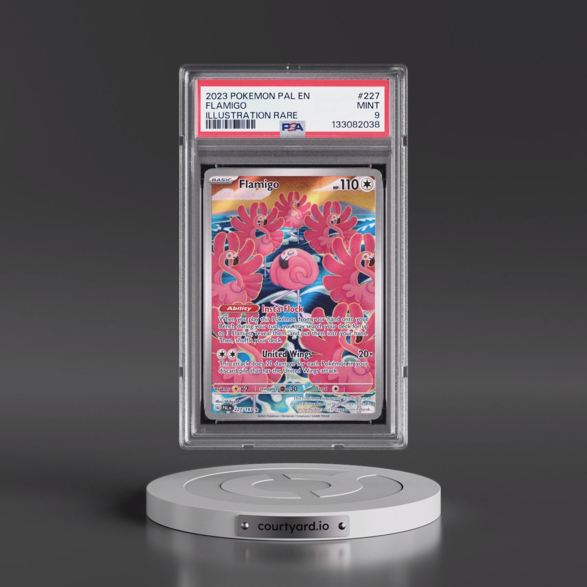 2023 Pokémon Pal EN-Paldea Evolved #227 Flamigo - Illustration Rare (PSA 9 MINT)