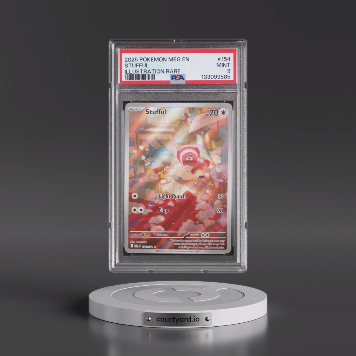 2025 Pokémon Meg EN-Mega Evolution #154 Stufful - Illustration Rare (PSA 9 MINT)