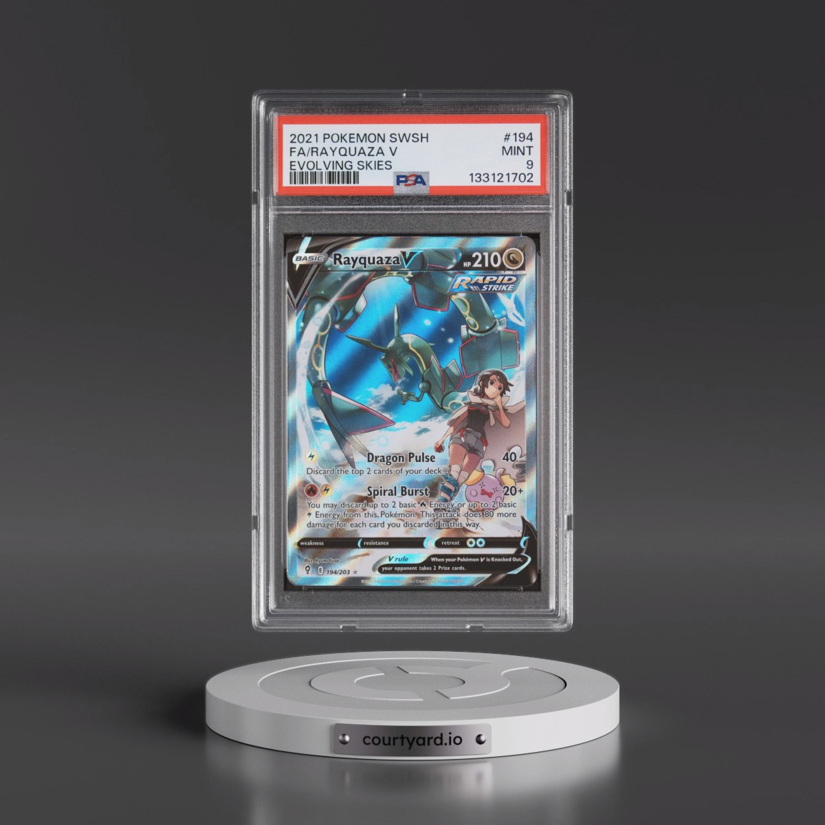 2021 Pokémon Sword & Shield Evolving Skies #194 Rayquaza V - Holo Full Art (PSA 9 MINT)