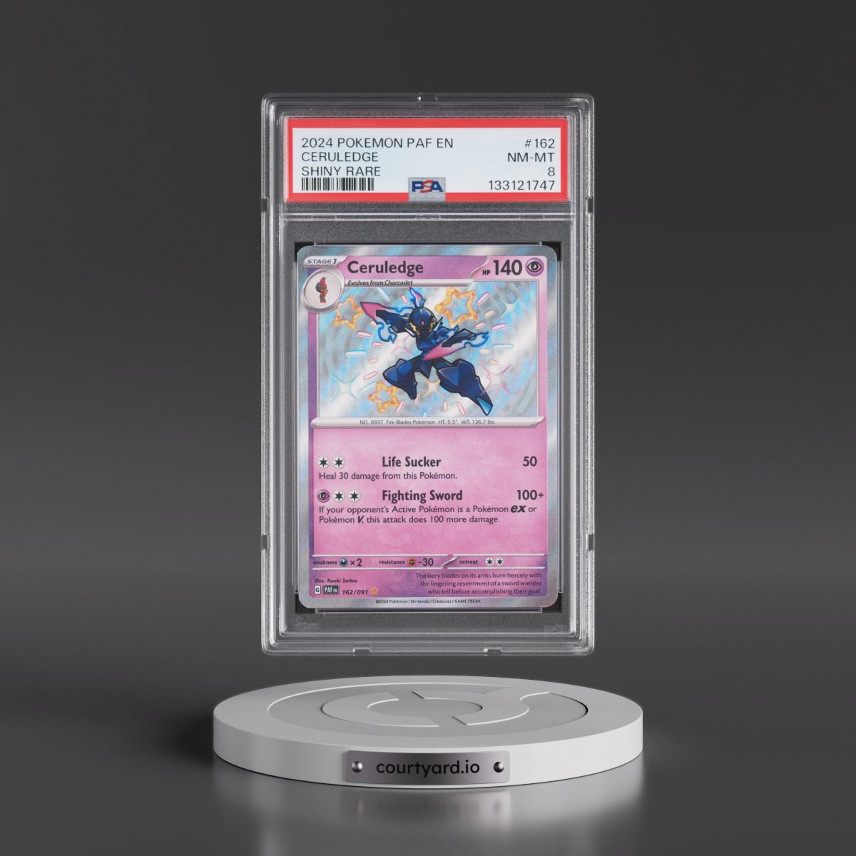 2024 Pokémon Paf EN-Paldean Fates #162 Ceruledge - Shiny Rare (PSA 8 NM-MT)