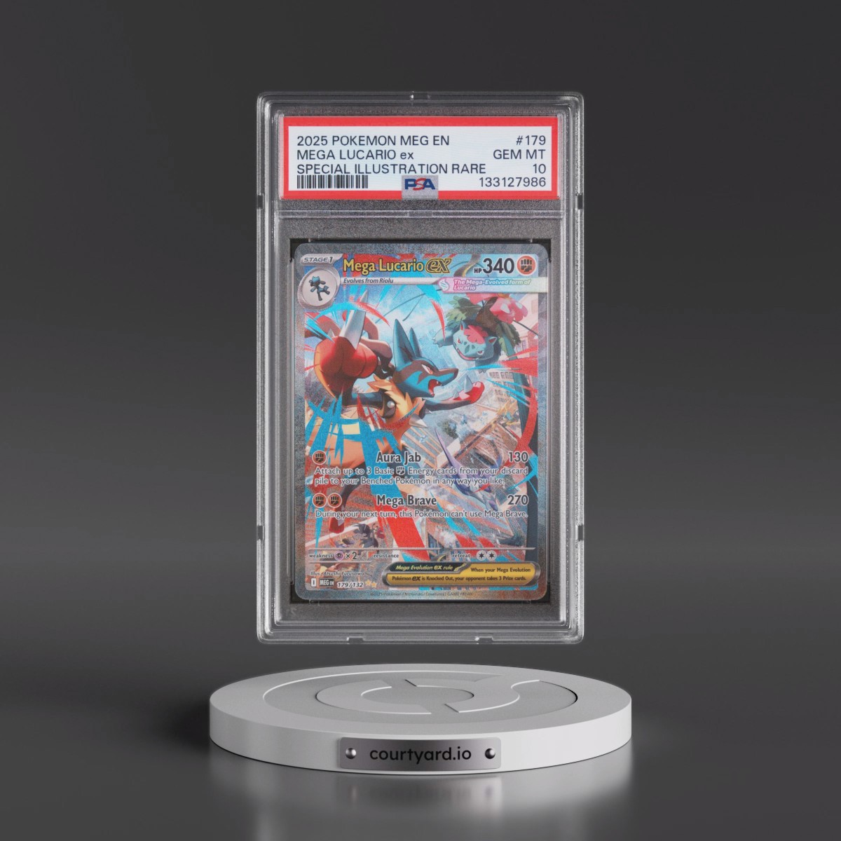 2025 Pokémon Meg EN-Mega Evolution #179 Mega Lucario EX - Holo Special Illustration Rare (PSA 10 GEM MINT)