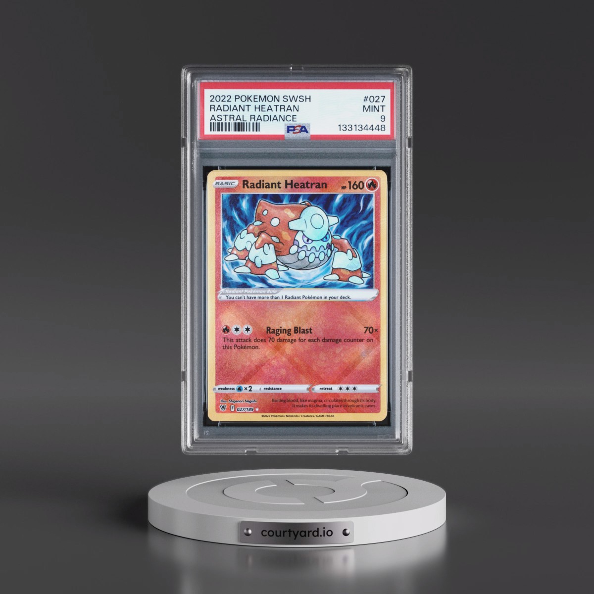 2022 Pokémon Sword & Shield Astral Radiance #027 Radiant Heatran - Holo (PSA 9 MINT)