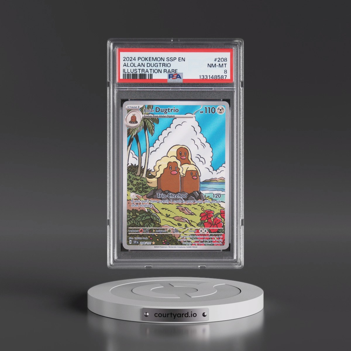 2024 Pokémon Ssp EN-Surging Sparks #208 Alolan Dugtrio - Illustration Rare (PSA 8 NM-MT)