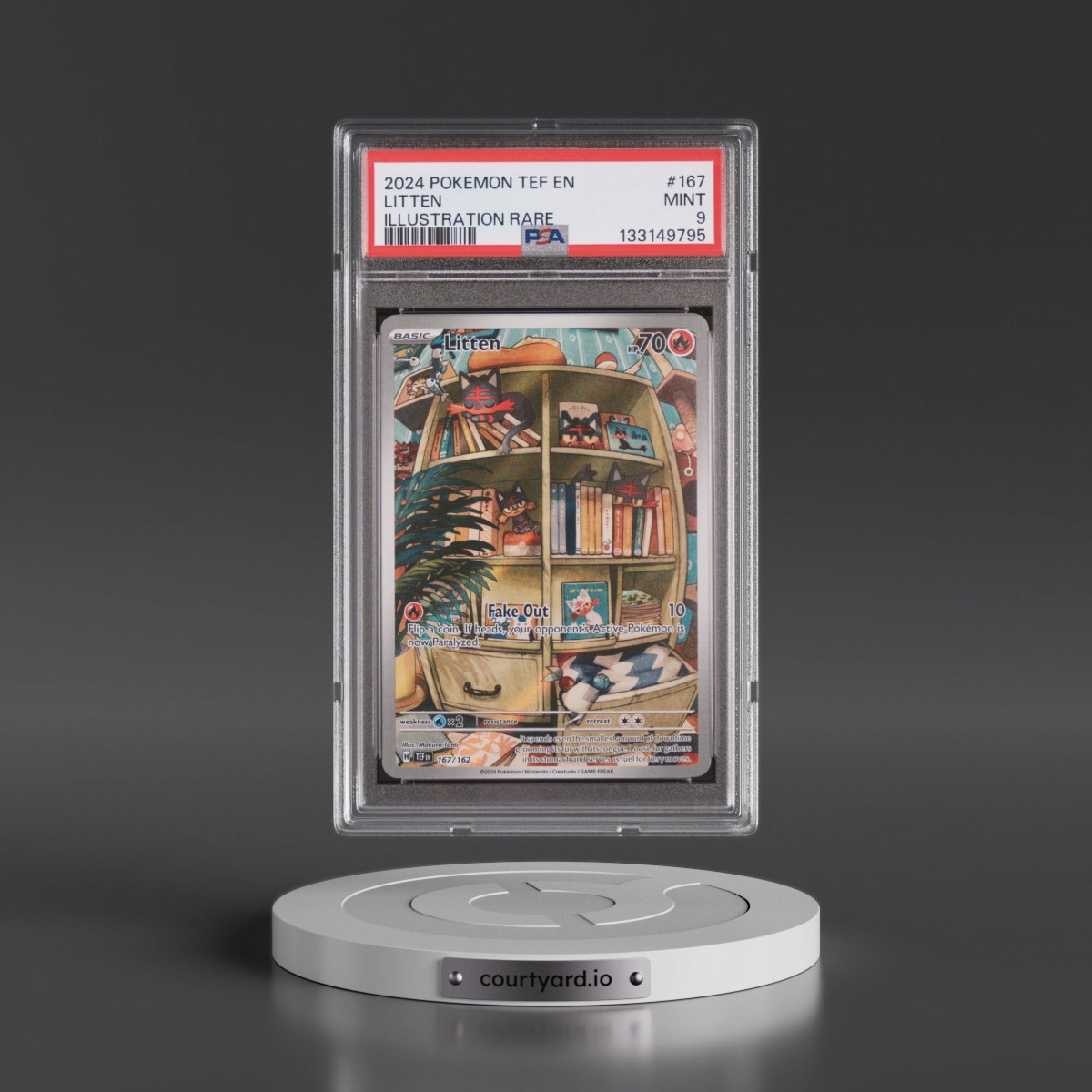 2024 Pokémon Tef EN-Temporal Forces #167 Litten - Illustration Rare (PSA 9 MINT)