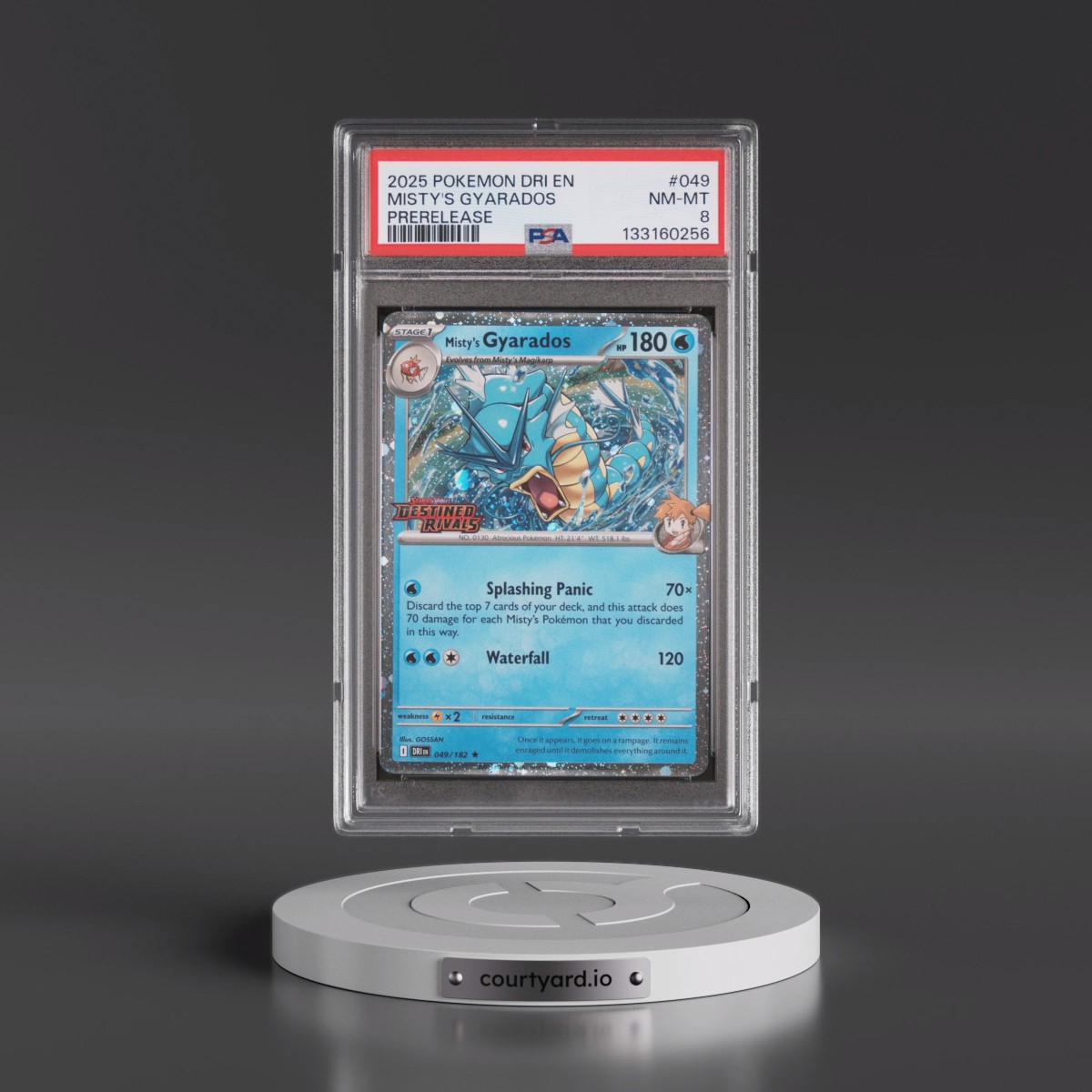 2025 Pokémon Dri EN-Destined Rivals #049 Misty's Gyarados - Prerelease (PSA 8 NM-MT)