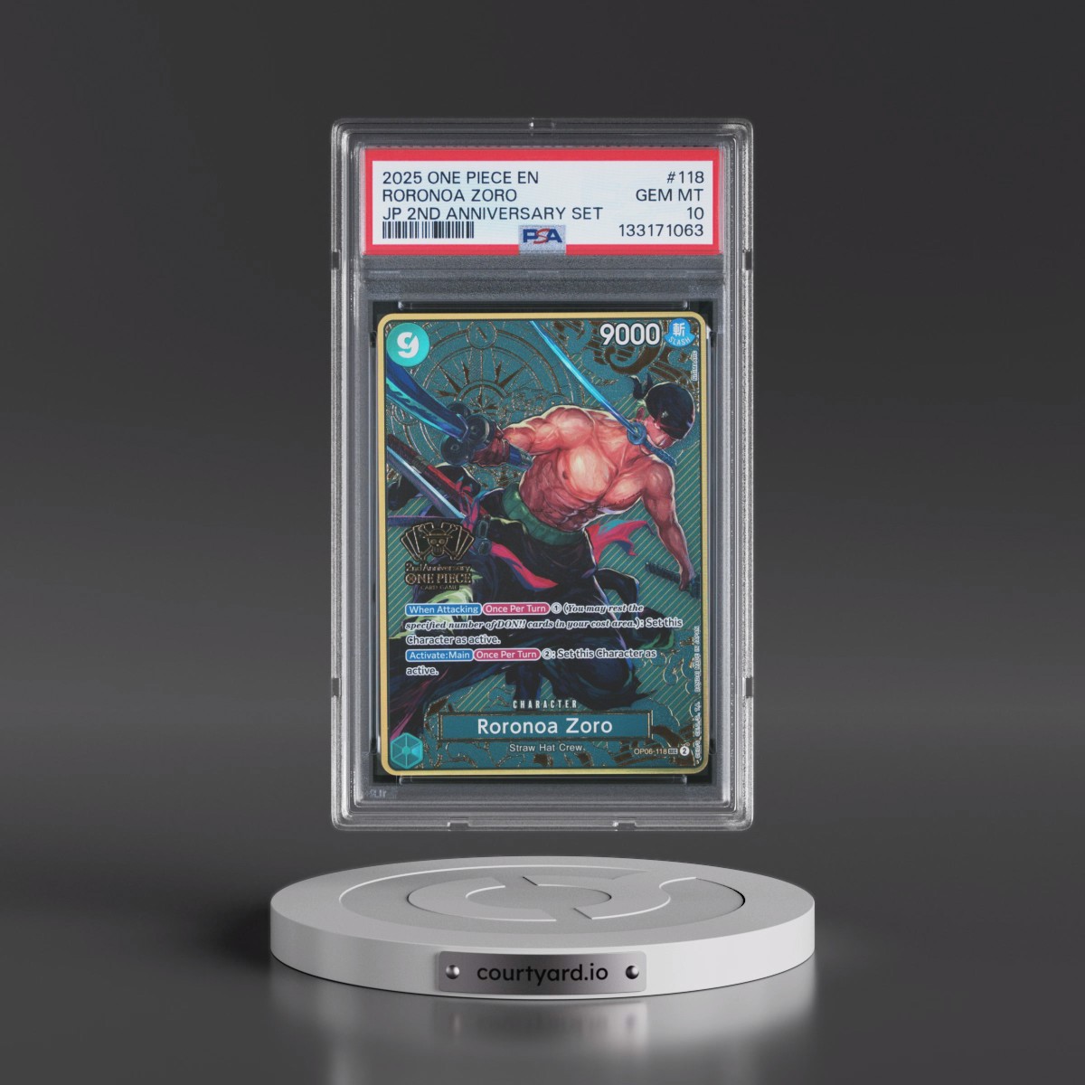 2025 One Piece Japanese 2nd Anniversary Set #118 Roronoa Zoro (PSA 10 GEM MINT)