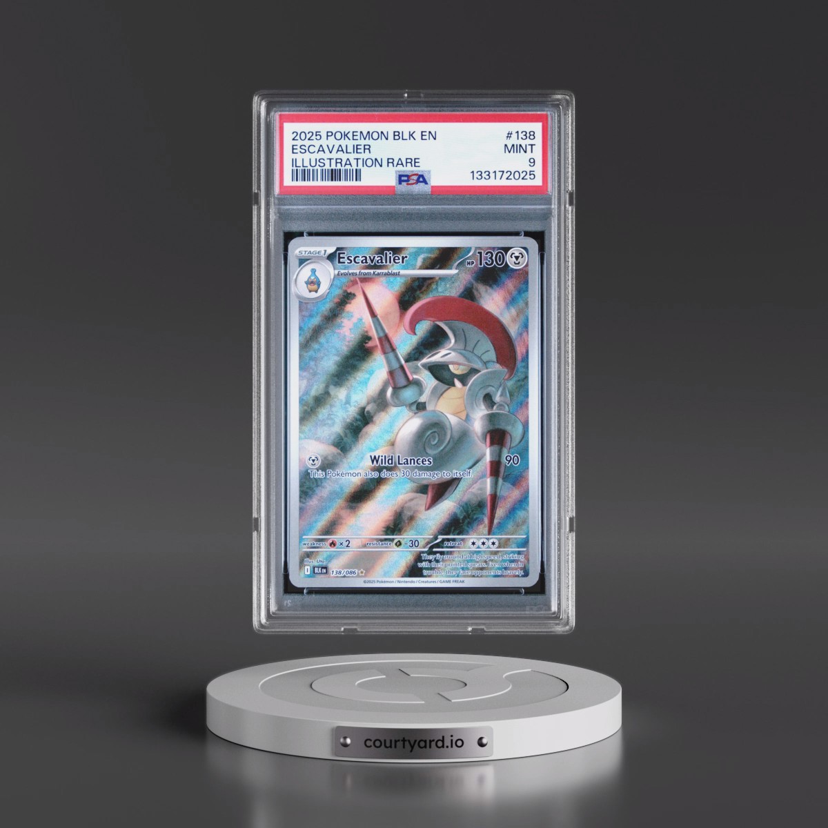 2025 Pokémon Blk EN-Black Bolt #138 Escavalier - Illustration Rare (PSA 9 MINT)