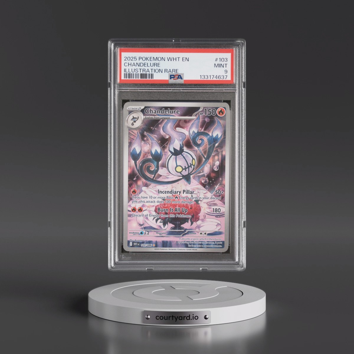 2025 Pokémon Wht EN-White Flare #103 Chandelure - Illustration Rare (PSA 9 MINT)