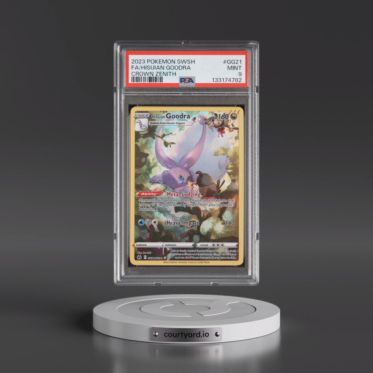 2023 Pokémon Sword and Shield Crown Zenith #GG21 Hisuian Goodra - Full Art (PSA 9 MINT)