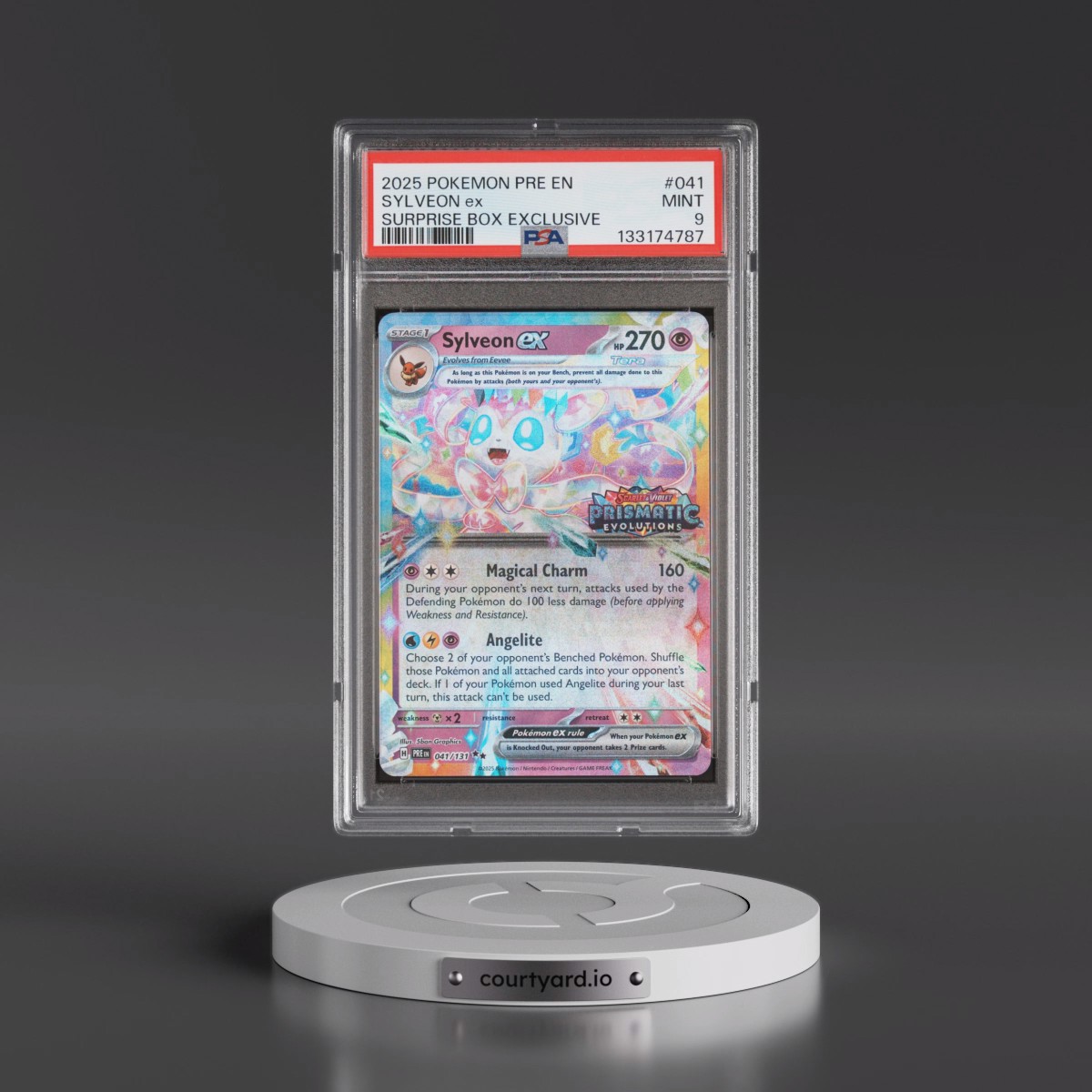 2025 Pokémon Pre EN-Prismatic Evolutions #041 Sylveon EX - Holo Surprise Box Exclusive (PSA 9 MINT)