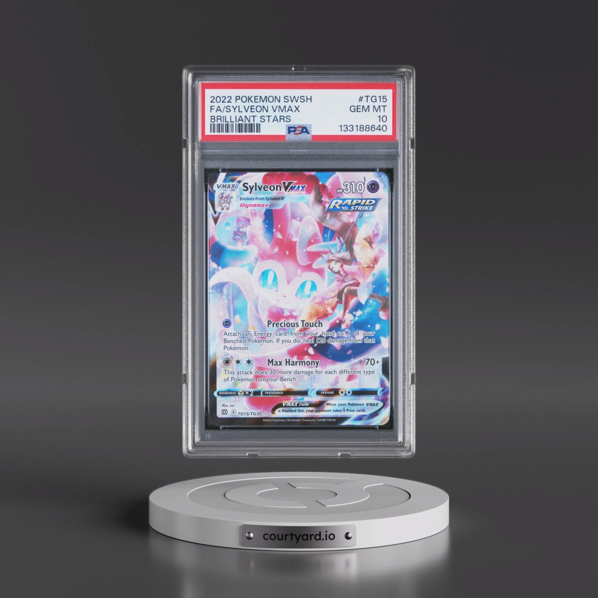 2022 Pokémon Sword & Shield Brilliant Stars #TG15 Sylveon Vmax - Full Art (PSA 10 GEM MINT)