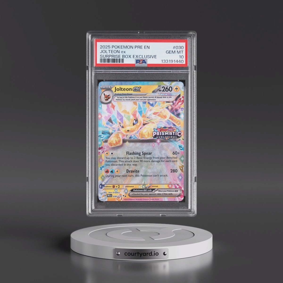 2025 Pokémon Pre EN-Prismatic Evolutions #030 Jolteon EX - Holo Surprise Box Exclusive (PSA 10 GEM MINT)