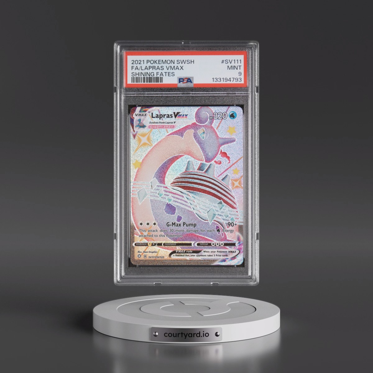2021 Pokémon Sword & Shield Shining Fates #SV111 Lapras Vmax - Full Art (PSA 9 MINT)