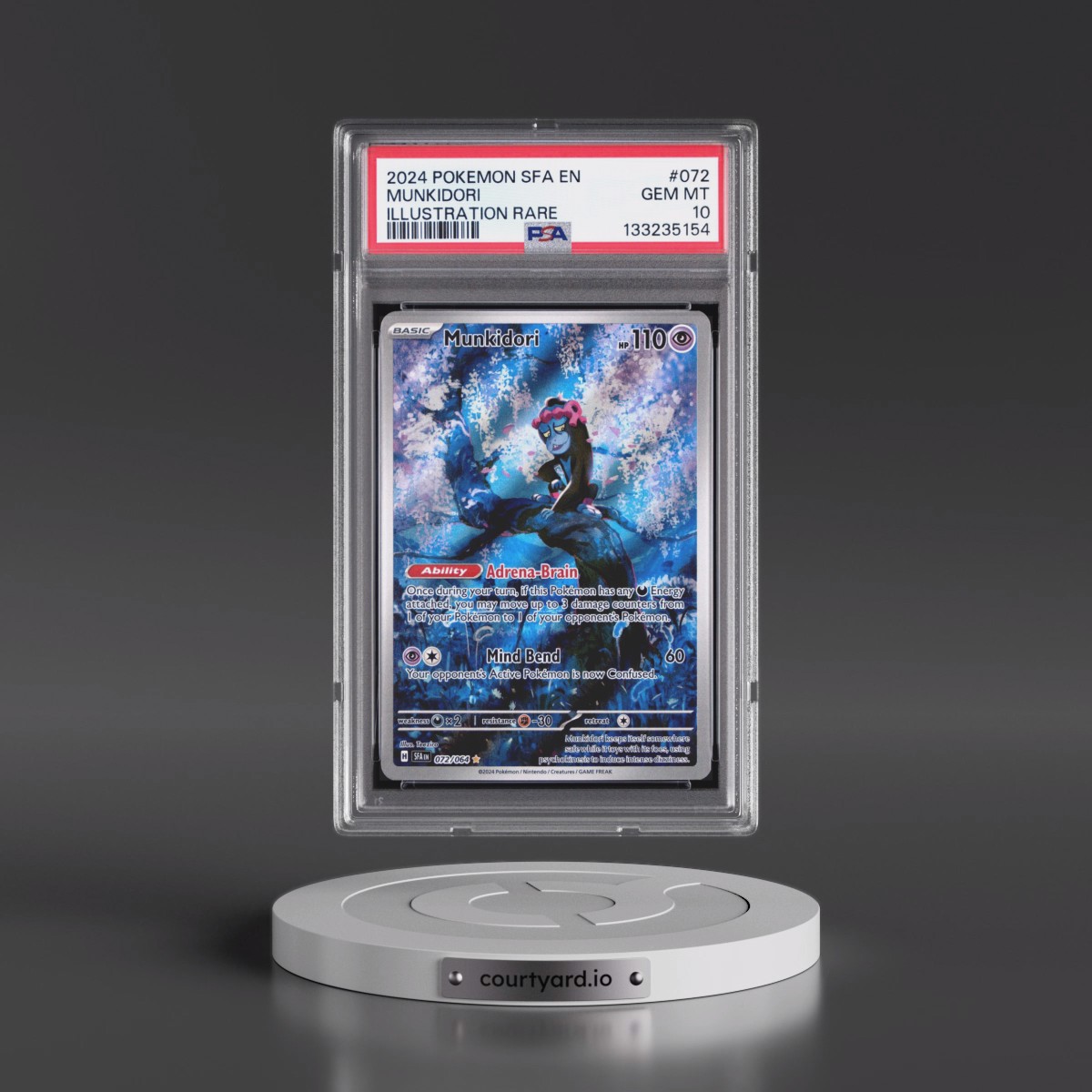 2024 Pokémon Sfa EN-Shrouded Fable #072 Munkidori - Illustration Rare (PSA 10 GEM MINT)