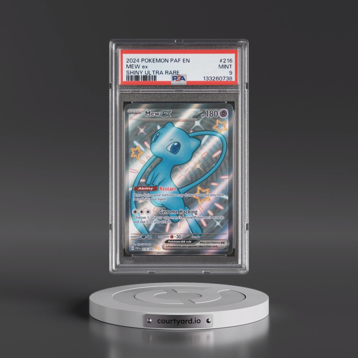 2024 Pokémon Paf EN-Paldean Fates #216 Mew EX - Holo Shiny Ultra Rare (PSA 9 MINT)