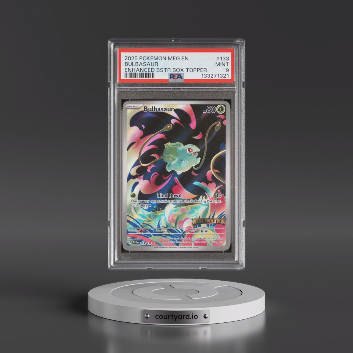 2025 Pokémon Meg EN-Mega Evolution #133 Bulbasaur - Enhanced Booster Box Topper (PSA 9 MINT)