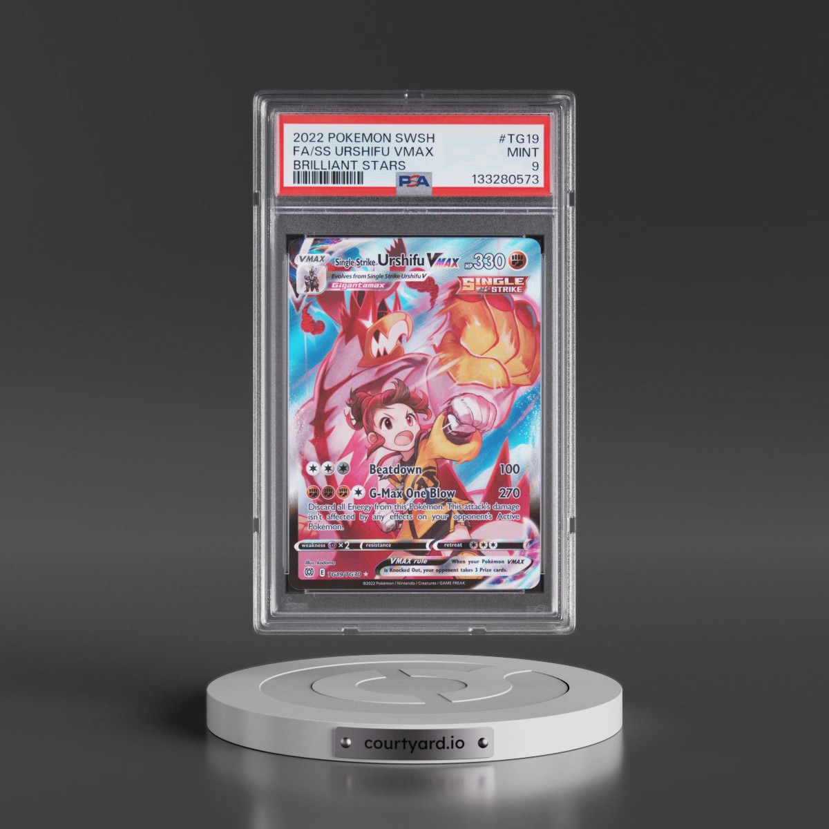 2022 Pokémon Sword & Shield Brilliant Stars #TG19 Single Strike Urshifu Vmax - Full Art (PSA 9 MINT)