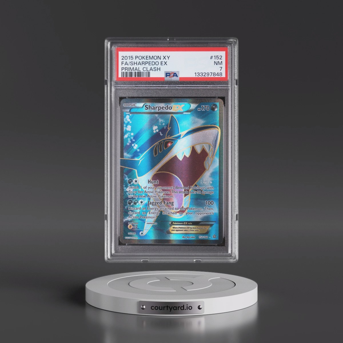 2015 Pokémon XY Primal Clash #152 Sharpedo EX - Holo Full Art (PSA 7 NM)