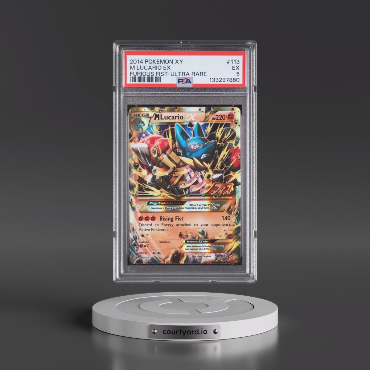 2014 Pokémon XY Furious Fists #113 M Lucario EX - Holo Ultra Rare (PSA 5 EX)
