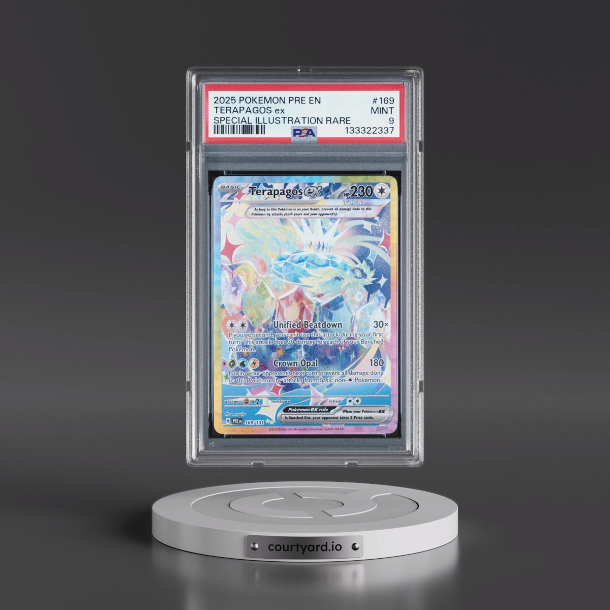 2025 Pokémon Pre EN-Prismatic Evolutions #169 Terapagos EX - Holo Special Illustration Rare (PSA 9 MINT)