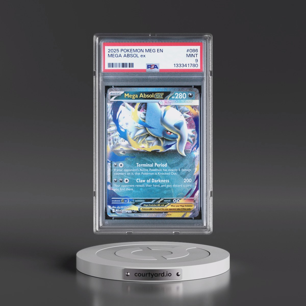 2025 Pokémon Meg EN-Mega Evolution #086 Mega Absol EX - Holo (PSA 9 MINT)