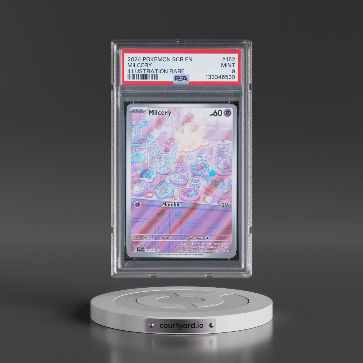 2024 Pokémon Scr EN-Stellar Crown #152 Milcery - Illustration Rare (PSA 9 MINT)