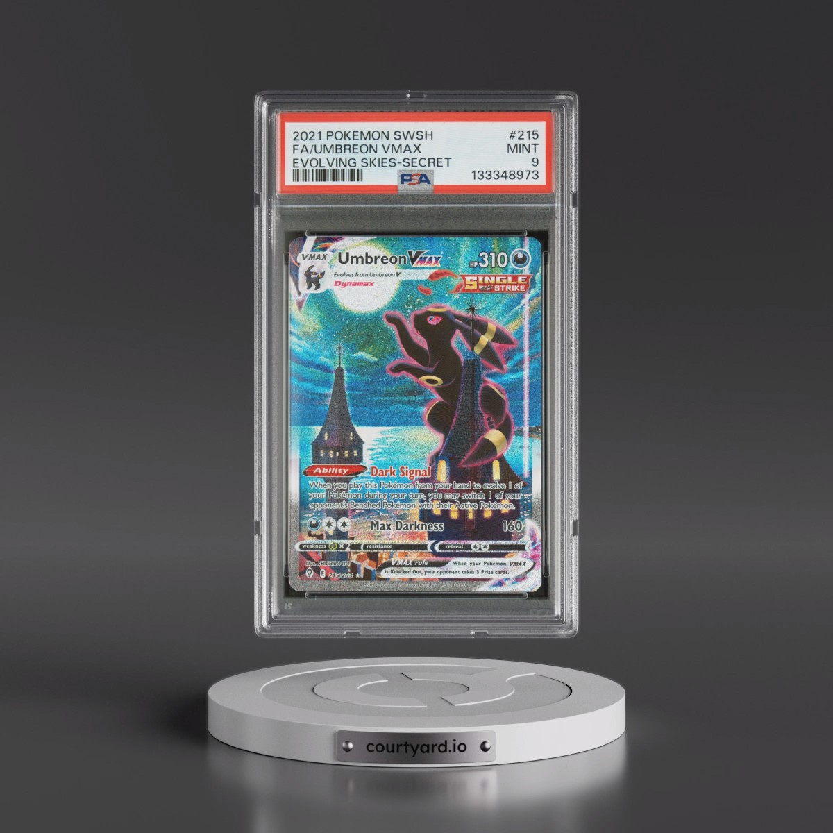 2021 Pokémon Sword & Shield Evolving Skies #215 Umbreon Vmax - Full Art Secret (PSA 9 MINT)