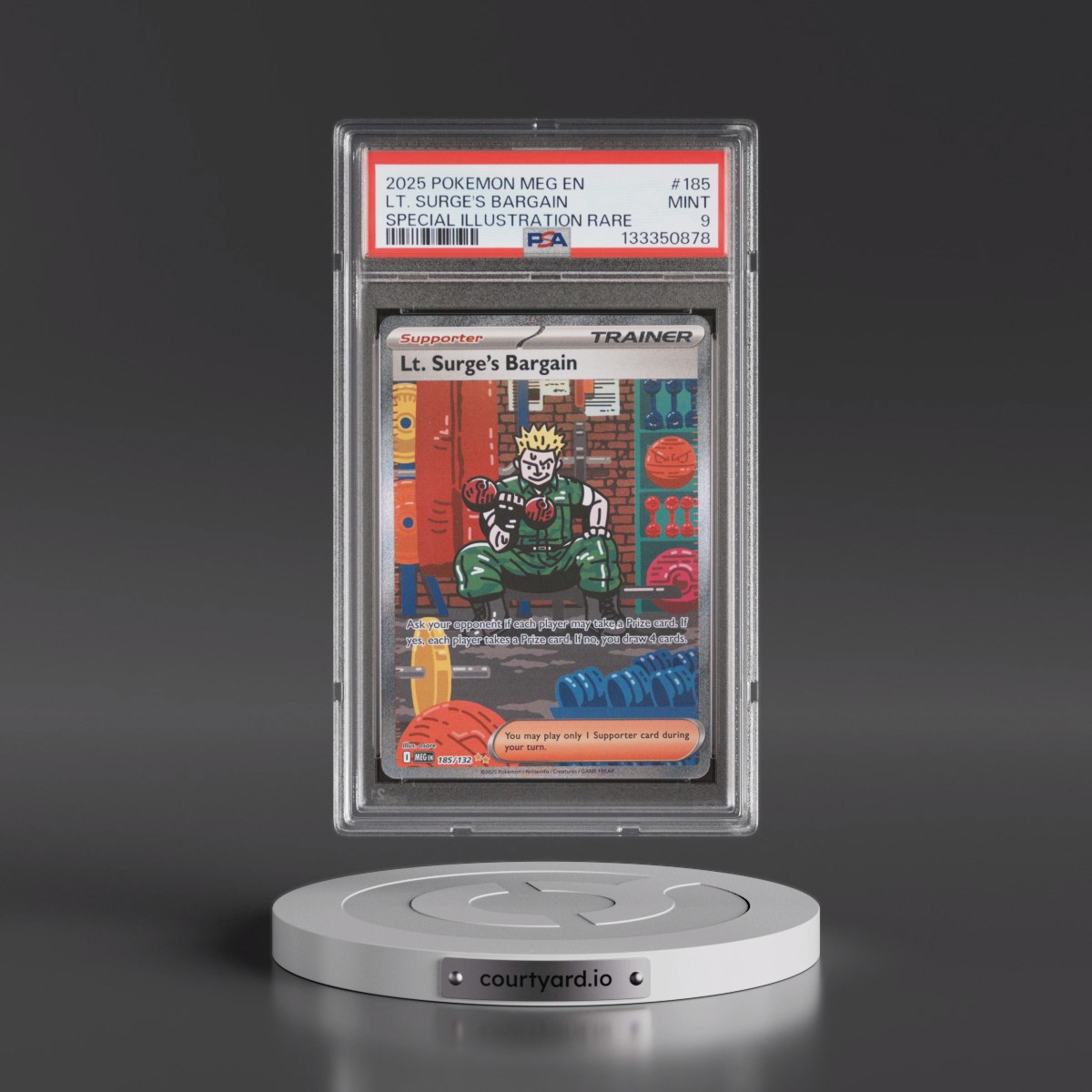 2025 Pokémon Meg EN-Mega Evolution #185 LT. Surge's Bargain - Special Illustration Rare (PSA 9 MINT)