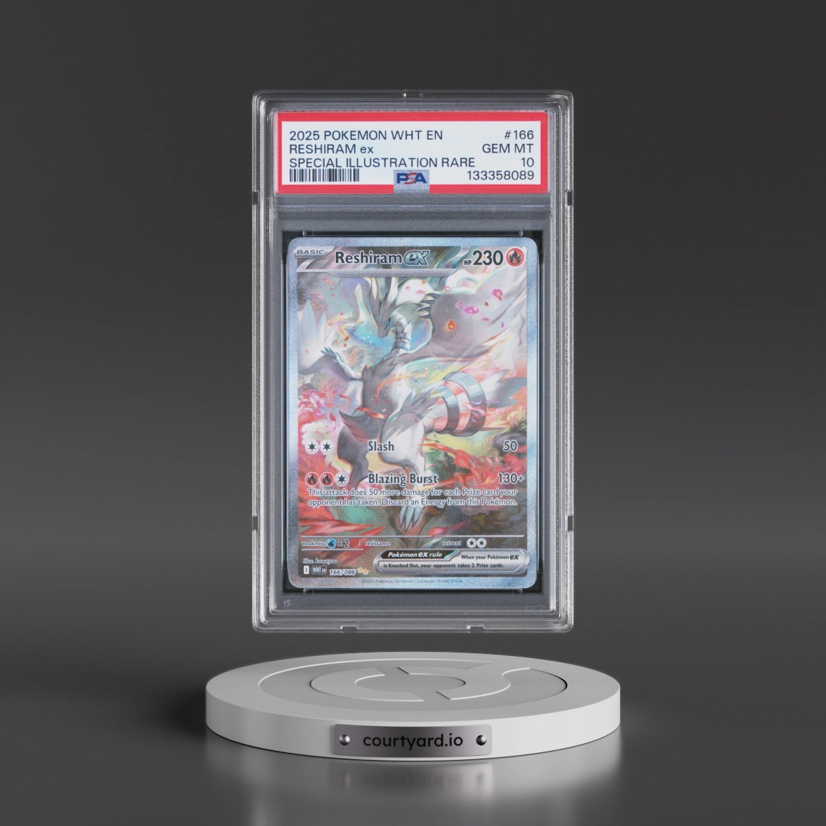 2025 Pokémon Wht EN-White Flare Reshiram EX - Holo Special Illustration Rare #166 PSA 10