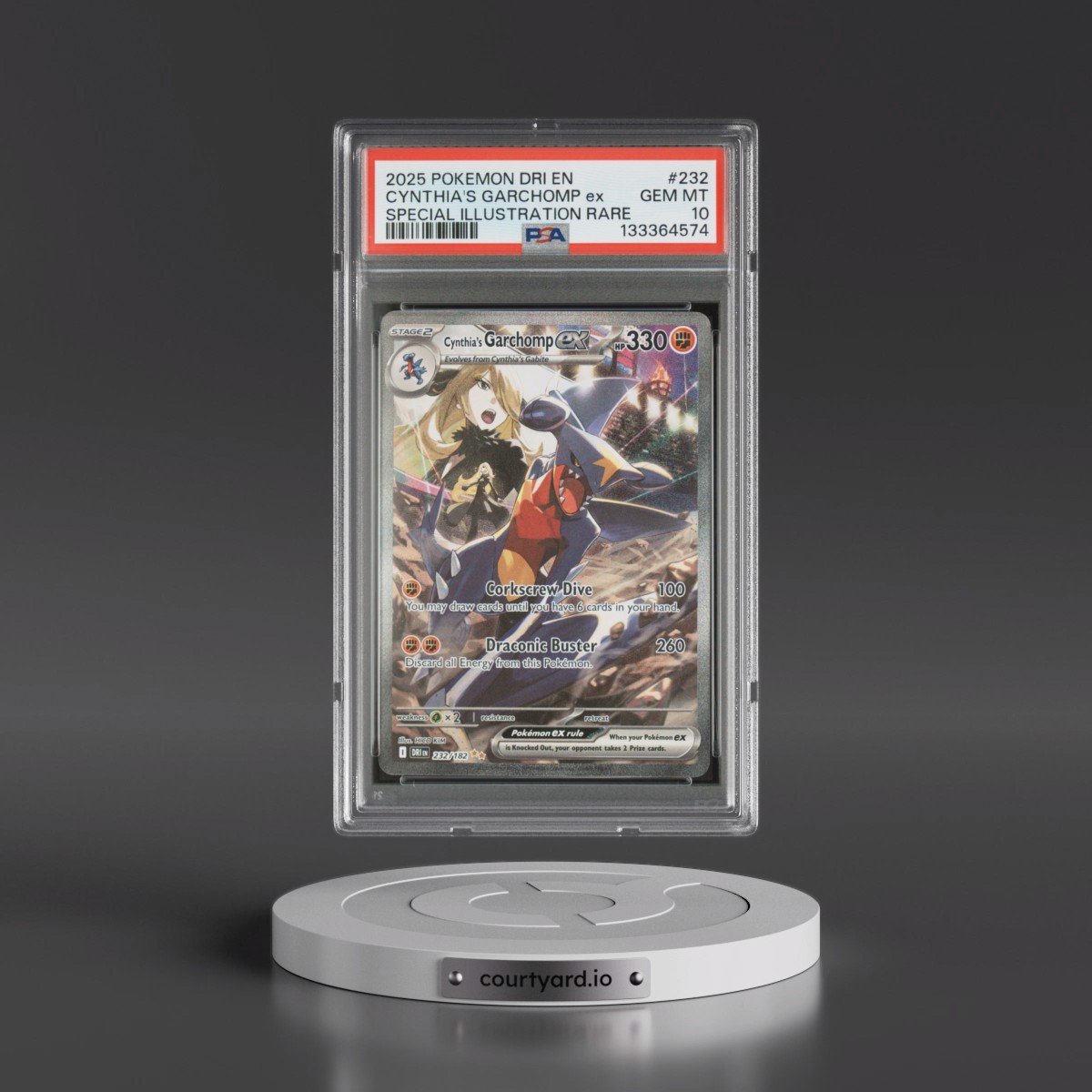 2025 Pokémon Dri EN-Destined Rivals #232 Cynthia's Garchomp EX - Holo Special Illustration Rare (PSA 10 GEM MINT)