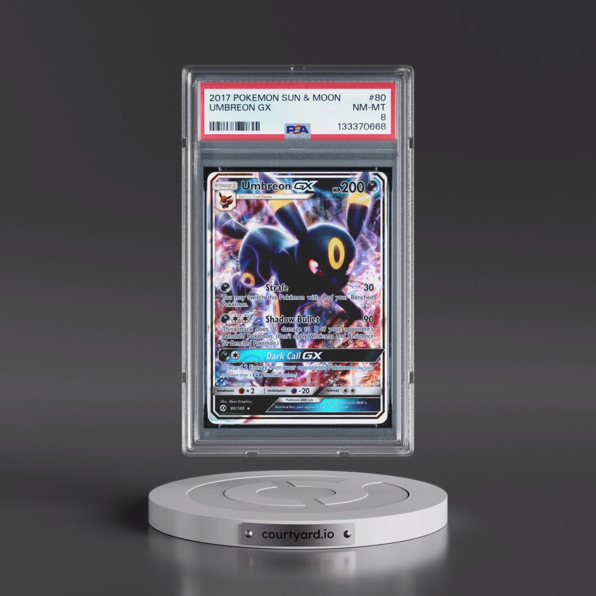 2017 Pokémon Sun & Moon #80 Umbreon GX - Holo (PSA 8 NM-MT)
