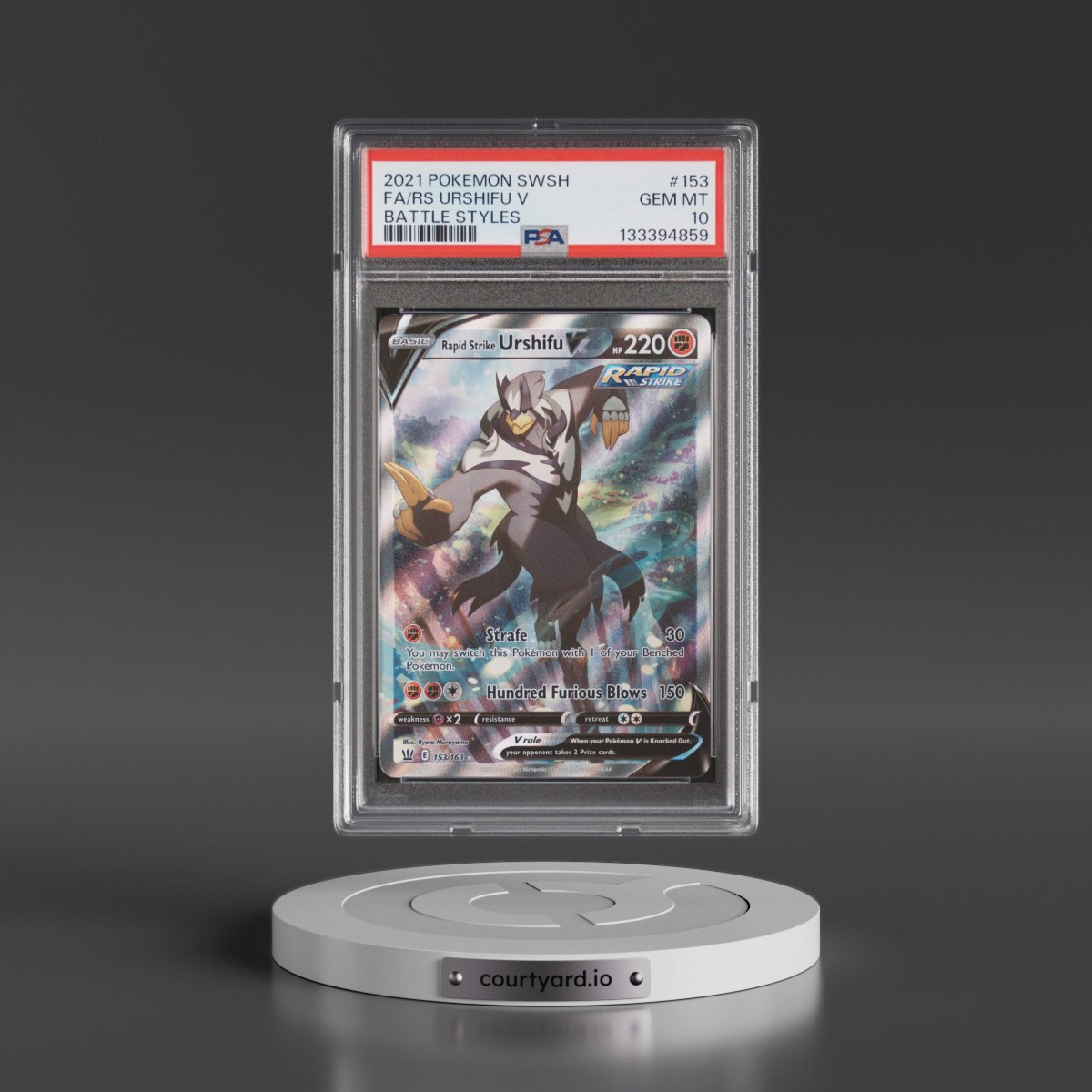 2021 Pokémon Sword & Shield Battle Styles #153 Rapid Strike Urshifu V - Holo Full Art (PSA 10 GEM MINT)