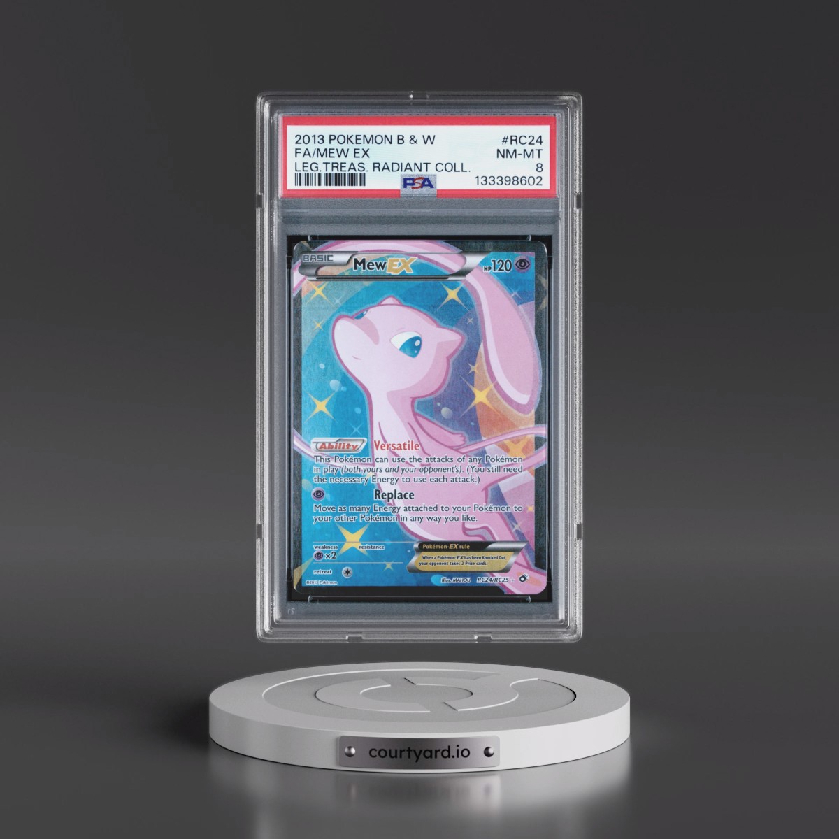 2013 Pokémon Black & White Legendary Treasures Radiant Collection #RC24 Mew EX - Holo Full Art (PSA 8 NM-MT)