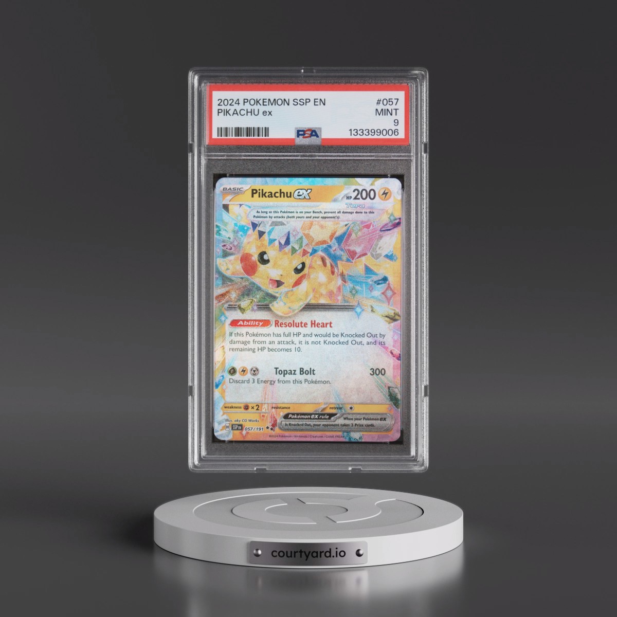 2024 Pokémon Ssp EN-Surging Sparks #057 Pikachu EX - Holo (PSA 9 MINT)