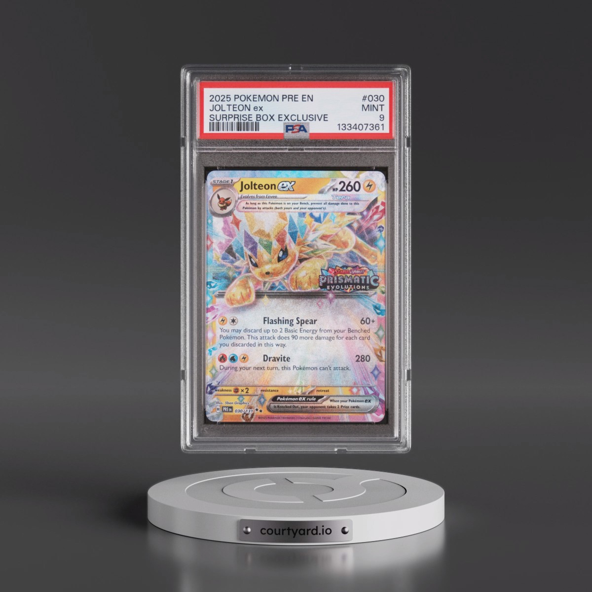 2025 Pokémon Pre EN-Prismatic Evolutions #030 Jolteon EX - Holo Surprise Box Exclusive (PSA 9 MINT)