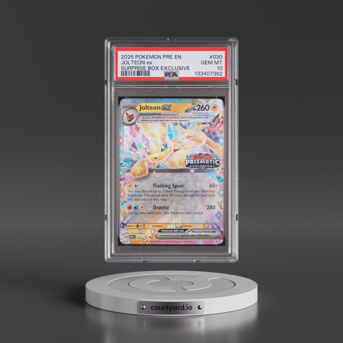 2025 Pokémon Pre EN-Prismatic Evolutions #030 Jolteon EX - Holo Surprise Box Exclusive (PSA 10 GEM MINT)