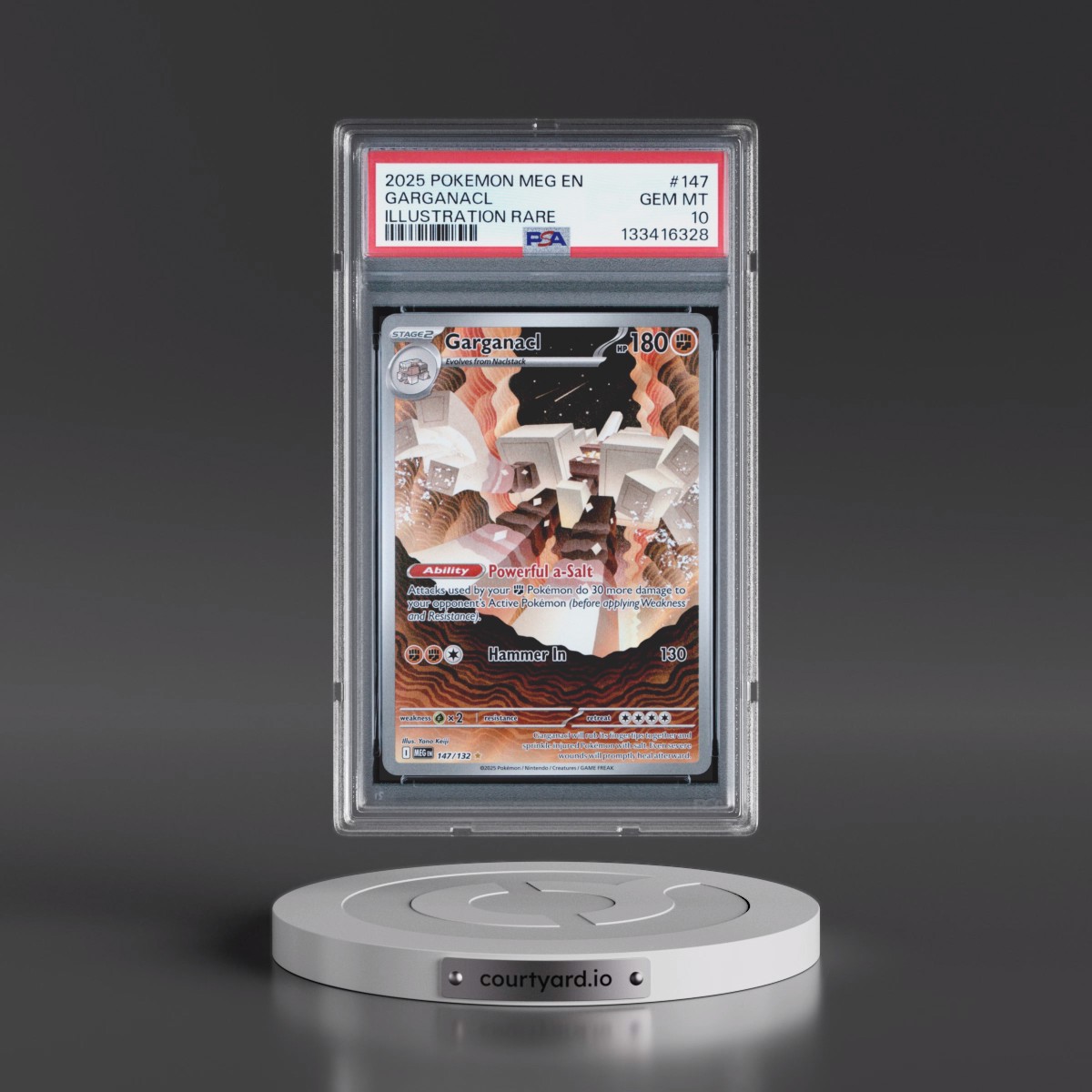 2025 Pokémon Meg EN-Mega Evolution #147 Garganacl - Illustration Rare (PSA 10 GEM MINT)