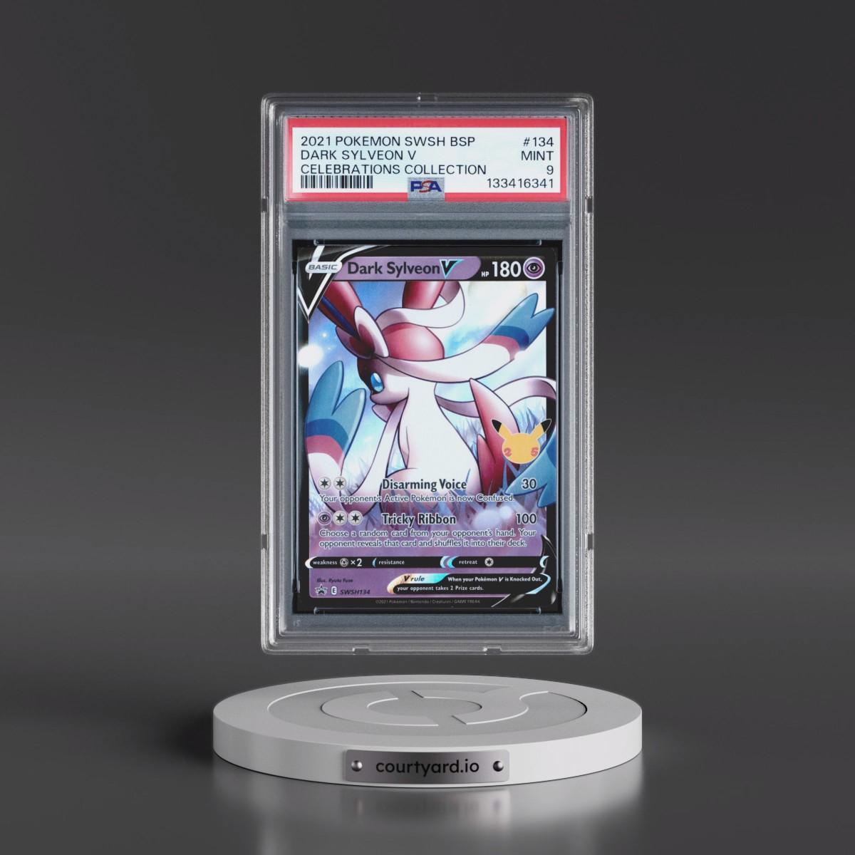 2021 Pokémon Swsh Black Star Promo #134 Dark Sylveon V - Holo Celebrations Collection (PSA 9 MINT)