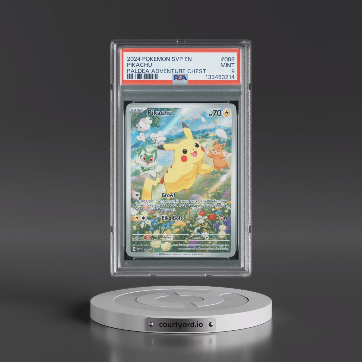 2024 Pokémon Svp EN-SV Black Star Promo #088 Pikachu - Paldea Adventure Chest (PSA 9 MINT)