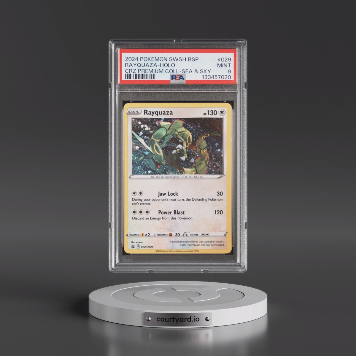2024 Pokémon Swsh Black Star Promo #029 Rayquaza - Holo Crown Zenith Premium Collection Sea & Sky (PSA 9 MINT)
