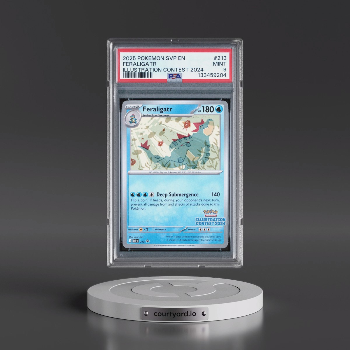 2025 Pokémon Svp EN-SV Black Star Promo #213 Feraligatr - Illustration Contest 2024 (PSA 9 MINT)