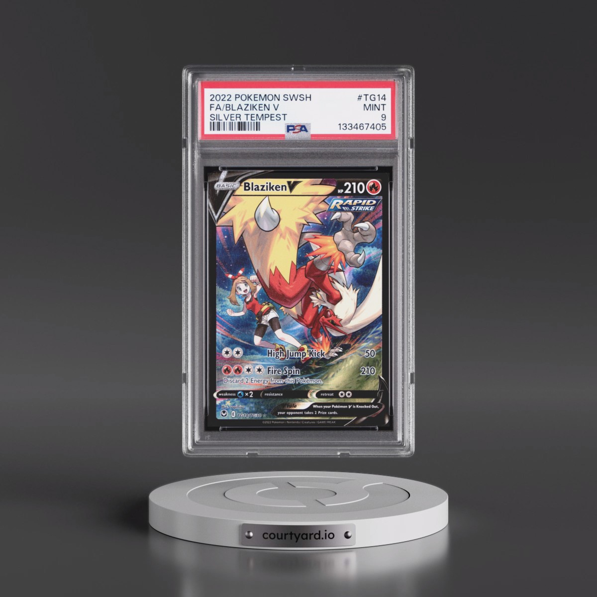 2022 Pokémon Sword & Shield Silver Tempest #TG14 Blaziken V - Holo Full Art (PSA 9 MINT)