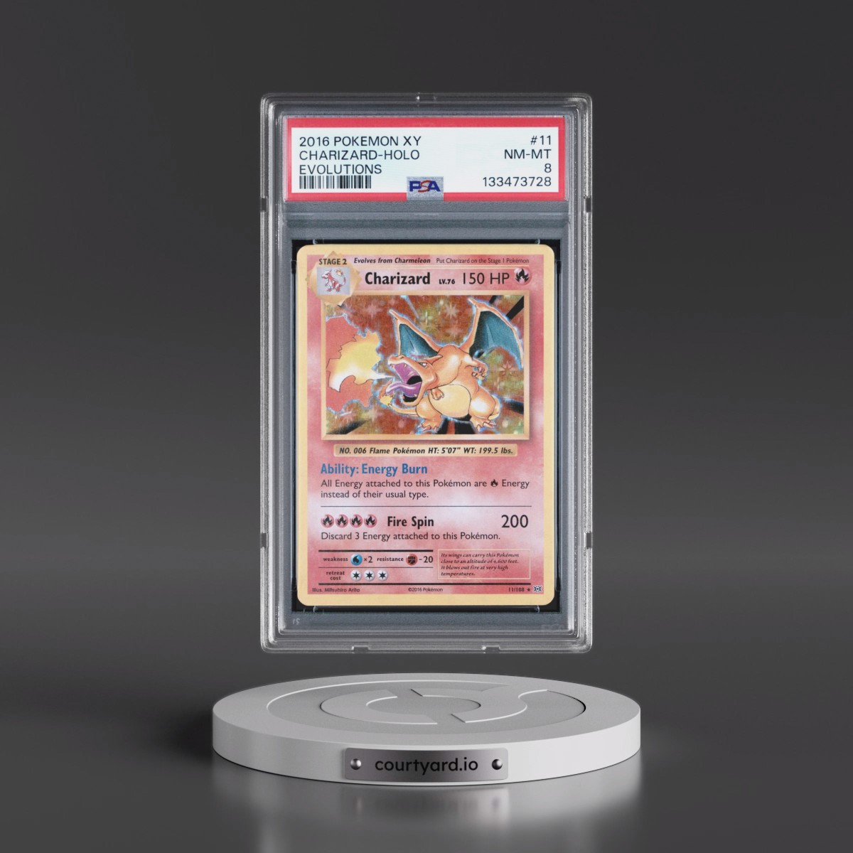 2016 Pokémon XY Evolutions #11 Charizard - Holo (PSA 8 NM-MT)